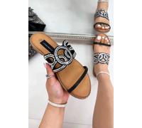 Love Lemonade Crystal Amalfi Knot Sliders In Black Black
