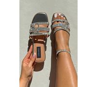 Love Lemonade Crystal Coastline Sliders In Silver Silver