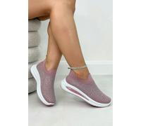 Love Lemonade Crystal Comfort Aura Stretch Sock Slip On Trainers Pink - UK 8 - EU 41 - US 10