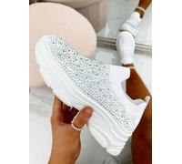 Love Lemonade Crystal Comfort Sporty Sock Stretch Trainers White - UK 4 - EU 37 - US 6