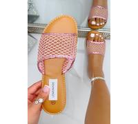Love Lemonade Crystal Gem Mesh Sliders In Pink Pink 7