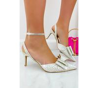 Love Lemonade Crystal Glamour Bow Heels In White White