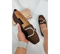 Love Lemonade Crystal Imperial Suede Loafers In Brown Brown 6