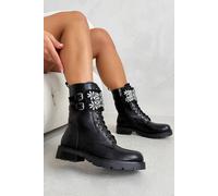 Love Lemonade Crystal Rebel Storm Biker Boots In Black Black 5