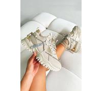 Love Lemonade Crystal Track Luxe Chunky Trainers In Light Beige Light Beige