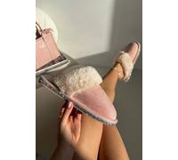 Love Lemonade Crystal Trim Cosy Slippers In Pink Pink