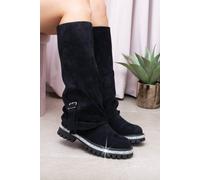 Love Lemonade Crystal Trim Wild Obsession Knee High Boots In Black Black 4
