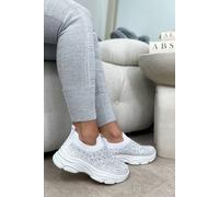 Love Lemonade Crystal Ultra Comfort Sporty Sock Stretch Trainers In White White 4