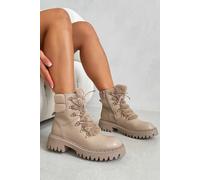 Love Lemonade Fur Couture Ankle Boots In Light Brown Light Brown 8