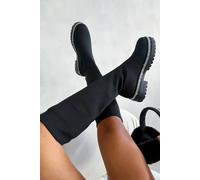 Love Lemonade Sparkly Calf Stretch Sock Boots In Black Black