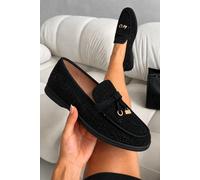 Love Lemonade Sparkly Sloane Embellished Flat Loafers In Black Black