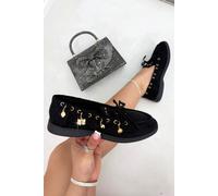 Love Lemonade Velvet Charm Luxe Lace-Up Loafers In Black Black