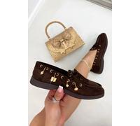 Love Lemonade Velvet Charm Luxe Lace-Up Loafers In Brown Brown