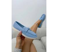 Love Lemonade Velvet Crush Refined Ease Slip-On Loafers In Blue Blue 6