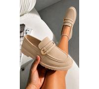Love Lemonade Women's Comfort Darcy Buckle Everyday Chunky Loafers in Nude | Size: 3