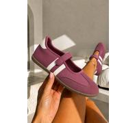 Love Lemonade Women's Comfort Mary Jane Padded Footbed Slip On Trainers in Burgundy | Size: 6
