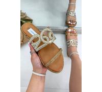 Love Lemonade Women's Crystal Amalfi Knot Sliders in Gold | Size: 7