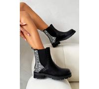 Love Lemonade Women's Crystal Back Chelsea Boots in Black | Size: 6 Love Lemonade Black 6