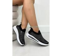 Love Lemonade Women's Crystal Comfort Aura Stretch Sock Slip On Trainers in Black | Size: 5 Love Lemonade Black 5