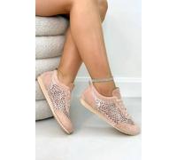 Love Lemonade Women's Crystal Contour Sparkly Panel Trainers in Pink | Size: 5 Love Lemonade Pink 5