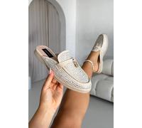 Love Lemonade Women's Crystal Dream Slip On Clog Mules in Nude | Size: 7