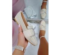 Love Lemonade Women's Crystal Imperial Suede Loafers in Nude | Size: 4 Love Lemonade Nude 4