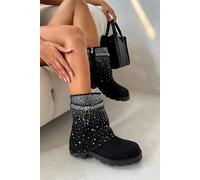 Love Lemonade Women's Crystal Starlight Stride Boots in Black | Size: 5 Love Lemonade Black 5
