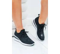 Love Lemonade Women's Crystal Stretch Comfort Wedge Trainers in Black | Size: 3