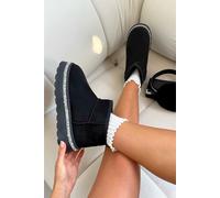 Love Lemonade Women's Crystal Trim Platform Mini Snugg Boots in Black | Size: 3 Love Lemonade Black 3