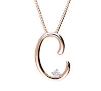 Love Letters 18ct Rose Gold 0.10ct Diamond Initial C Necklace LLS-951