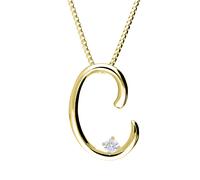 Love Letters 9ct Yellow Gold 0.10ct Diamond Initial C Necklace LLS-913