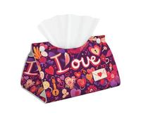 Love Letters Hearts Collage Long Leather Tissue Box Cover - 7.9x4.9x4.5 Inch Waterproof Pu Tissue Holder for Home, Office, Car | Modern Tissue Box for Living Room, Bedroom