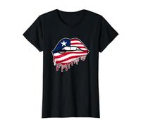 Love Liberia Flag Lips | Liberian Pride Independence Value Graphic T-Shirt, Women, Black, M