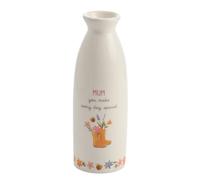 Love Life - Ceramic White Stem Vase - Mum - Mother's Day & Birthday Gifting & Homeware - Decorative Table Decor for Flowers with Bee & Wellies Detailing - H: 14cm x W: 5cm.