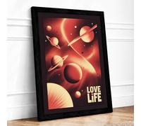 Love Life Cosmic Framed Wall Art Print A2 Black