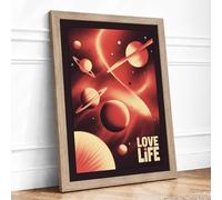 Love Life Cosmic Framed Wall Art Print A2 Oak
