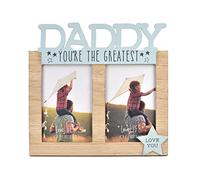 Love Life Natural Wood Effect MDF Double 4" x 6" Gift Photo Frame - Blue Daddy (Widdop)
