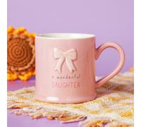 Love Life Sentiment Gift Embossed Mug - Daughter in Pink Love Life Pink