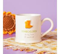 Love Life Sentiment Gift Embossed Mug - Grandchildren in White Love Life White