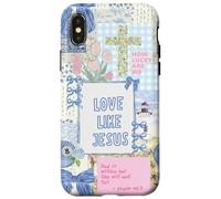 Love Like Jesus Christian Coquette Patchwork Preppy Case for iPhone X/XS