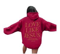 Love Like Jesus Graphic Christian Hoodies for Women UK Casual Oversized Long Sleeve Lightweight Autumn Sweatshirts Pullover Y2k Girls Tops with Pockets Custom Hoodie,A55 Wine,L