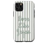 Love Like Jesus | Green Stripes and Jesus Christian Cross Case for iPhone 11 Pro