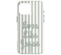 Love Like Jesus | Green Stripes and Jesus Christian Cross Case for iPhone 16 Pro Max