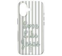 Love Like Jesus | Green Stripes and Jesus Christian Cross Case for iPhone 17