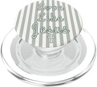 Love Like Jesus | Green Stripes and Jesus Christian Cross PopSockets PopGrip for MagSafe