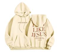 Love Like Jesus Hoodie Christian Bible Verse Sweatshirt Cute Religious God Pullover Tops Solid Color Ladies Hoodies Fashion Preppy Streetwear Comfortable Soft for Womens
