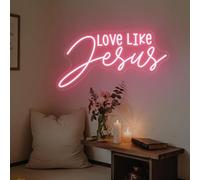Love Like Jesus LED Neon Sign Jesus LED Sign Religious Wall Decor Christian Theme Light Up Sign for Prayer Room Christian Church Bedroom Decor