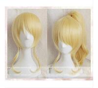 Love Live Eli Ayase Ellie Golden Culy Synthetic Short Cosplay Wig Hair With One Chip Ponytail Heat Resistance Fiber+Hairnet