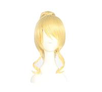 Love Live Eli Ayase Ellie Golden Yellow Curly Synthetic Hair Short Cosplay Wig With One Chip Ponytail Heat Resistance Fiber