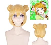 Love Live! Hanayo Koizumi Cosplay Wig Yellow Heat Resistant Synthetic Hair With Buns Halloween Party Accessories Wigs PL- 421